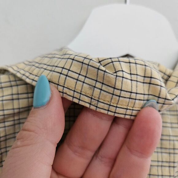 Wrangler Shirt Button Down Light Yellow Plaid Short Sleeve Wrinkle Resist Casual - Picture 8 of 11